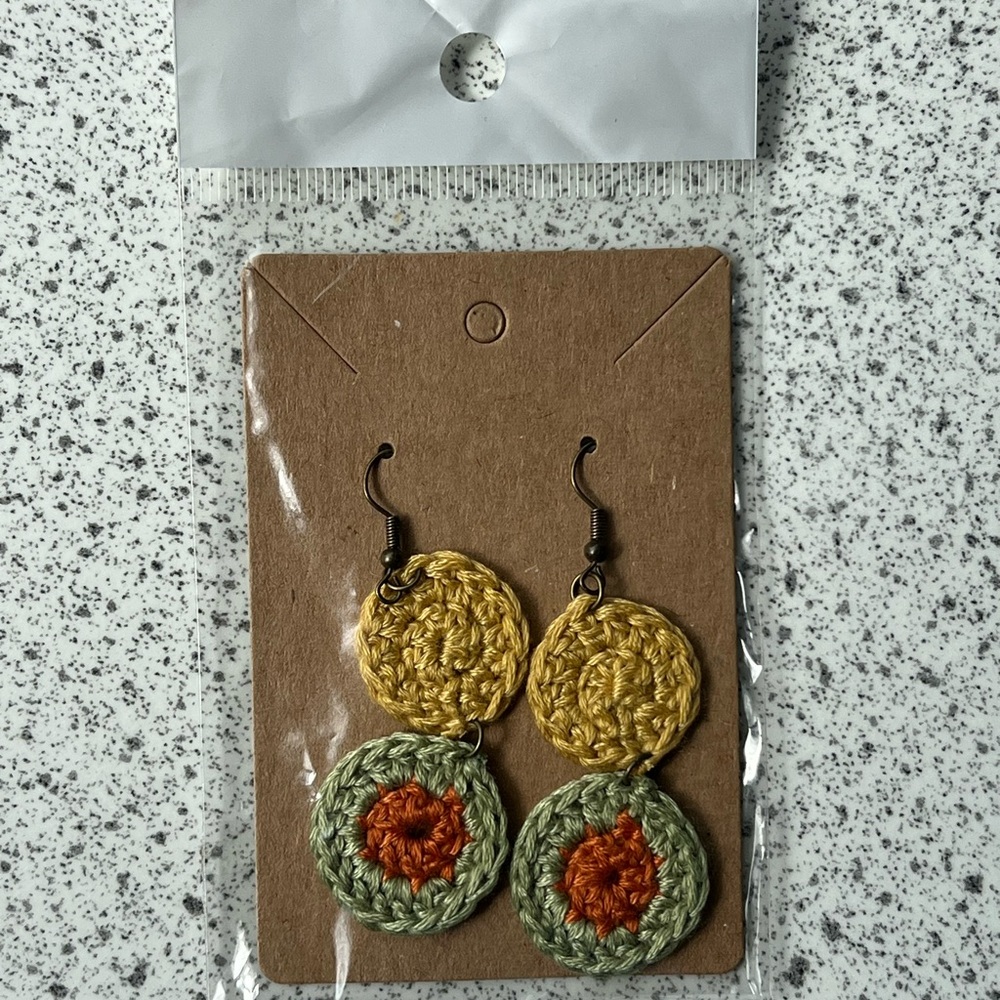 Handcrafted Crochet Earrings - Yellow and Green